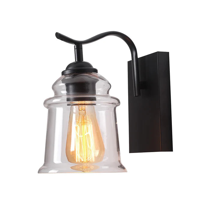 Elegant Black Glass Wall Lamp (PL 1131-01-BK)
