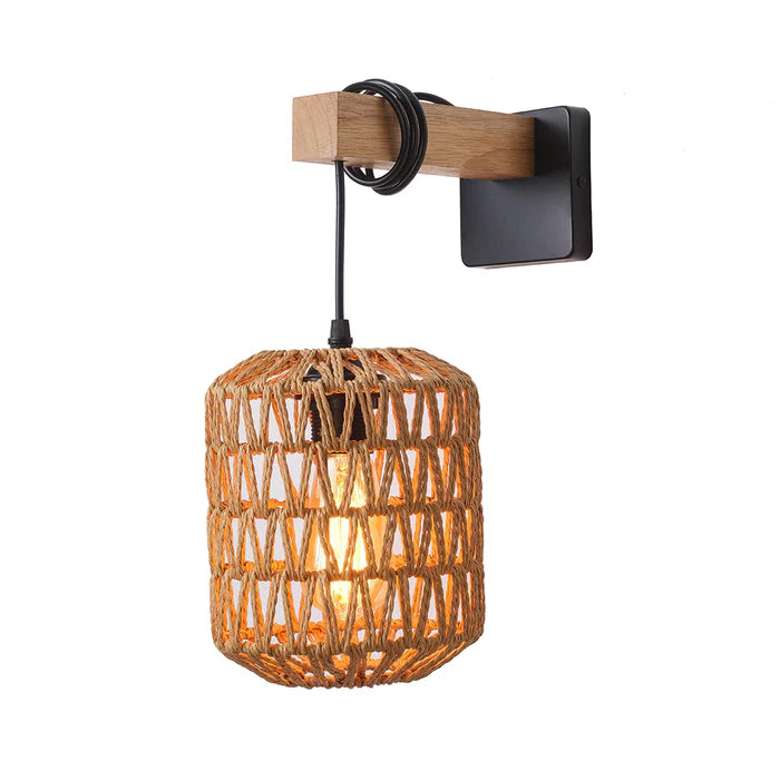 Rustic Black and Wood Wall Lamp (PL 1135-01-BR)