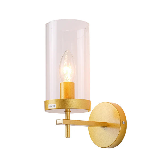 Golden Clear Glass Wall Light (PL 1148-01-GO)
