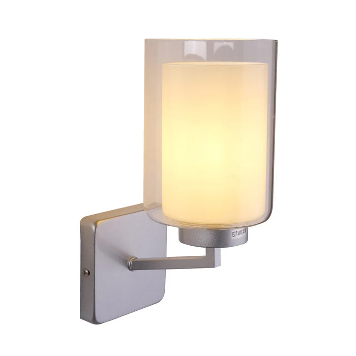 Silver Frosted Cylinder Wall Light – Single Holder (PL 1149-01-SI)