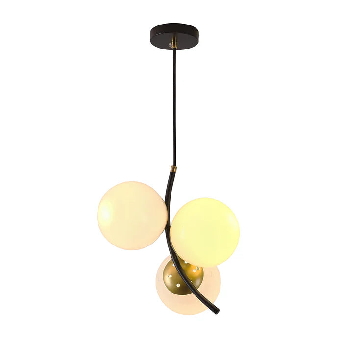 Modern Triple-Globe Pendant Light – Black, Gold & White (PL 1171-03-BK)