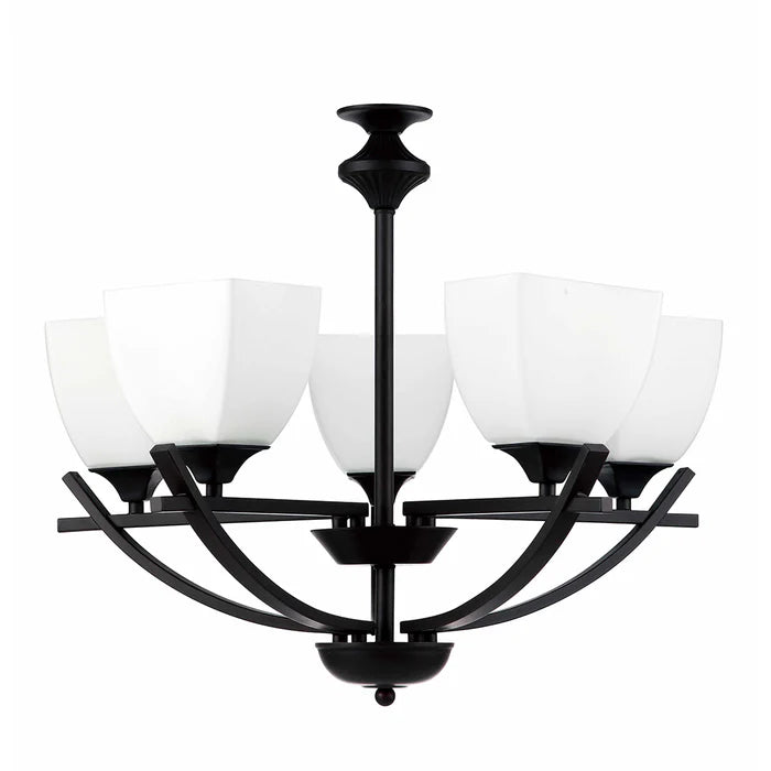 Elegant Black & White 5-Light Pendant Lamp (PL 7038-27-05-BK)