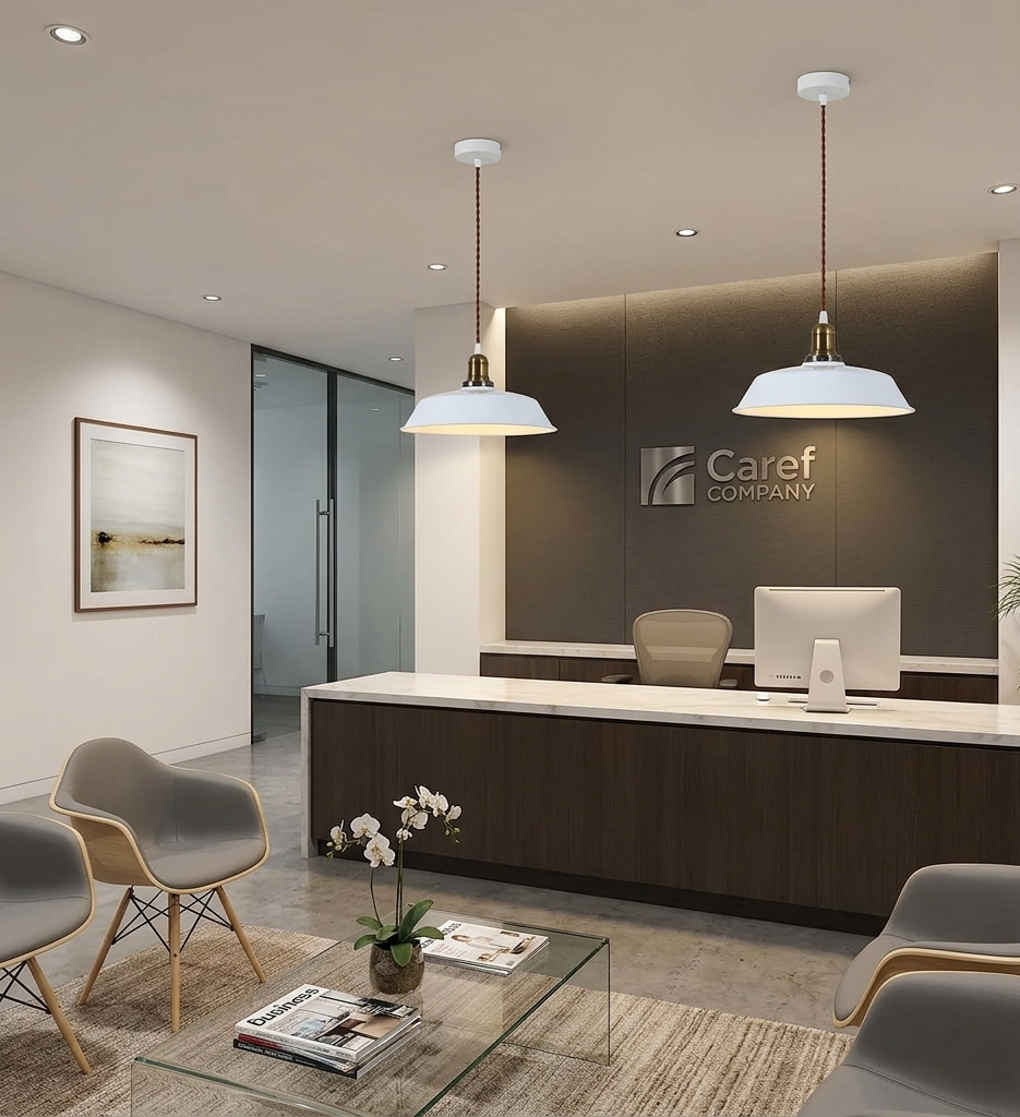 Contemporary White Deep-Dish Pendant Light (PL 7910-02-WH)