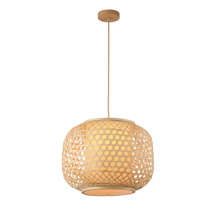 Bamboo Weave Pendant Lamp – Natural Wood Finish (PL WD25-15)
