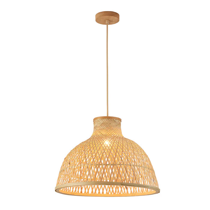 Tall Bamboo Pendant Lamp – Natural Wood Style, E27 Holder (PL WD25-16)