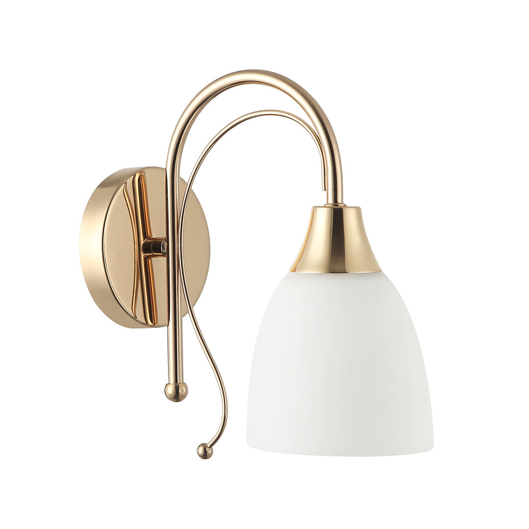 Golden Curve Wall Light with Frosted Glass Shade (PL 7003-27-01)