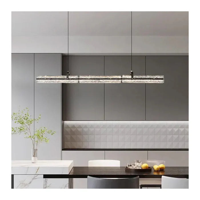 Modern Linear LED Pendant Light with Crystal Accents 36 Watt (WH 2024-36-15-TC)