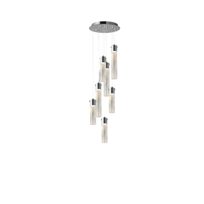 Modern Glass Cylinder Pendant Chandelier 7 Lamp (WH 2024-0507-13-TC)