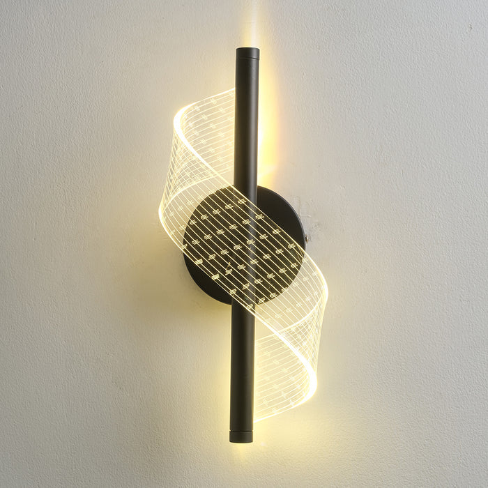 Modern Black Cylinder Wall Light with Crystal-Clear Center – 6W LED (WH 2506-BK-TC)