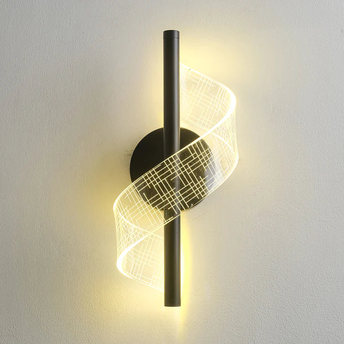 Modern Black Vertical Wall Light with Crystal-Clear Center – 6W LED (WH 2507-BK-TC)