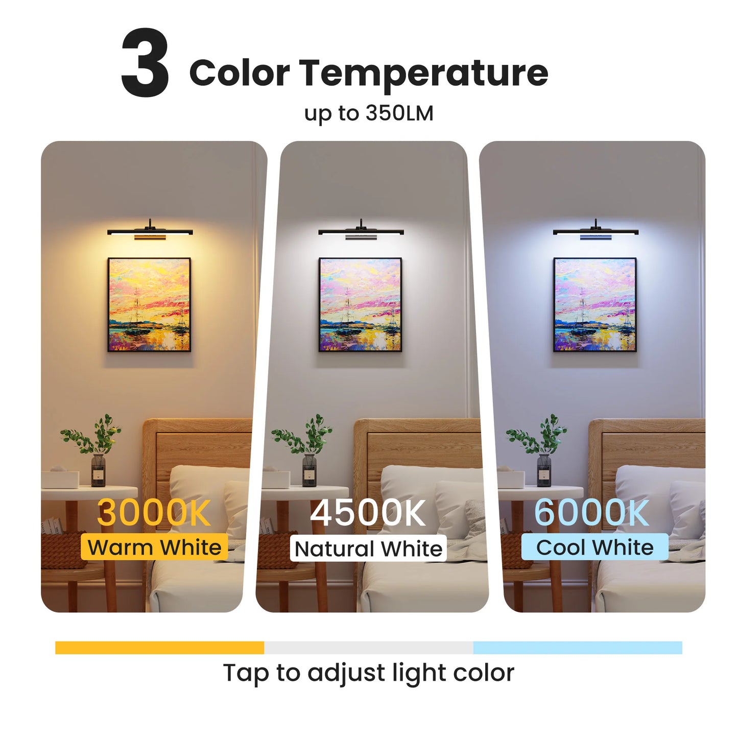 Modern Black LED Mirror Light with Dual Curved Arms – 8W (WH 25ML-01-BK-TC)