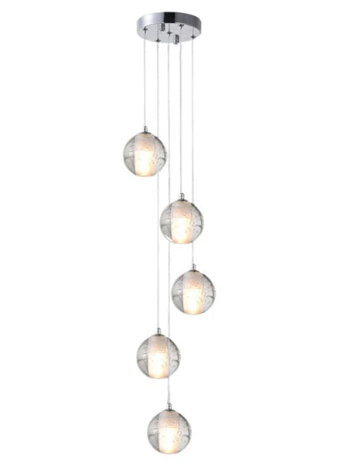 Modern Crystal Globe Pendant Chandelier with Chrome Finish (WH 2024-G905-08-CH)