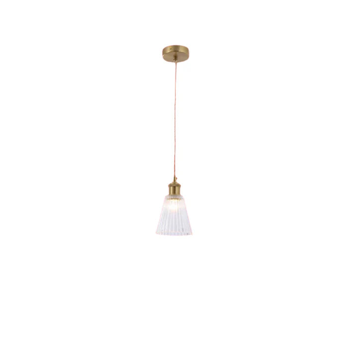 Cone Crystal Glass Pendant Light with Brass Accent (PL 2024-12-GL-CL)