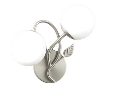 Modern Double-Globe Wall Lamp Frosted Glass Light with Leaf Design (PL 7019-27-02-)
