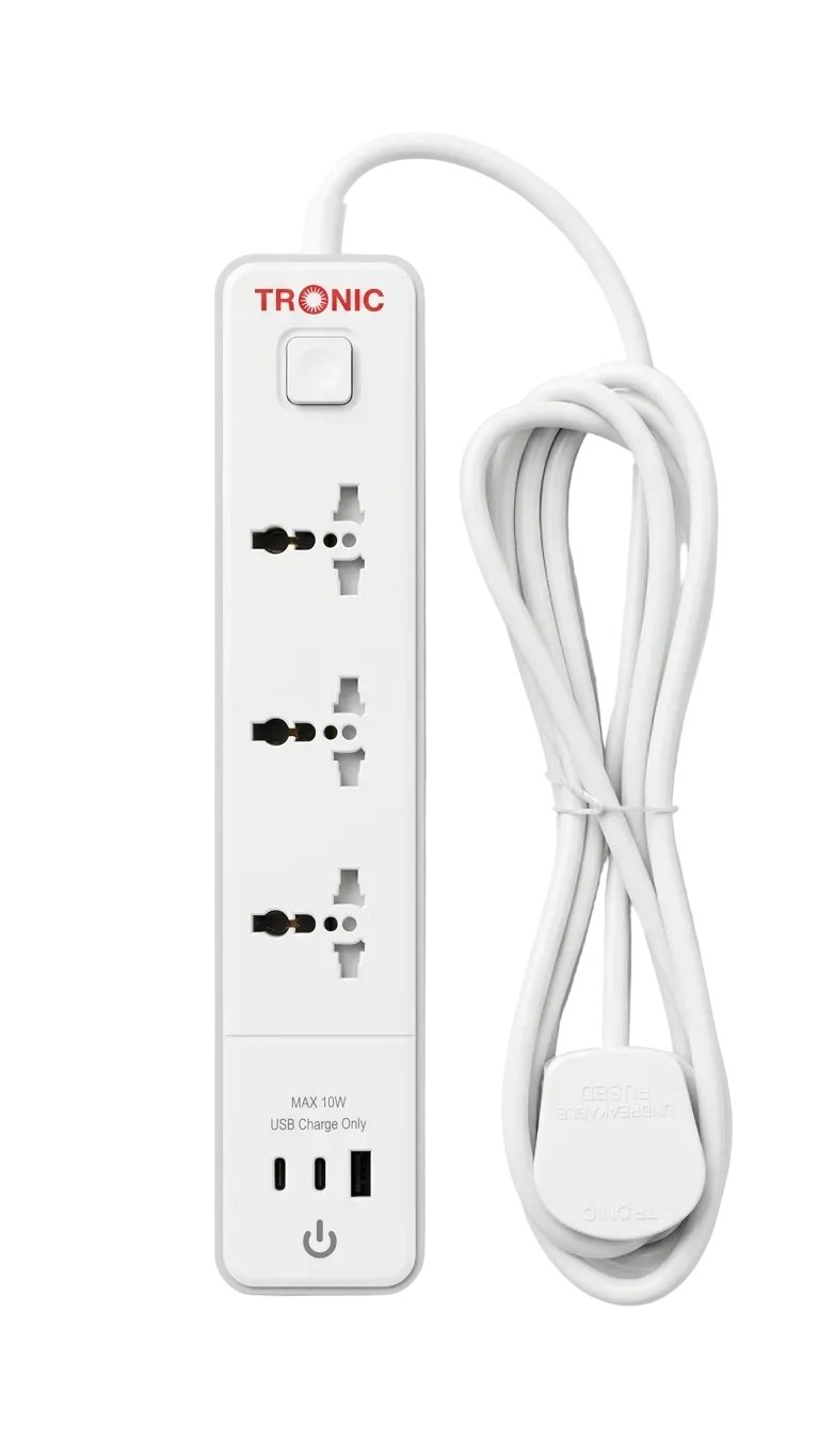 Tronic 3-Way Extension Socket with USB and Type C Charging Port (EC 7673-UBC)