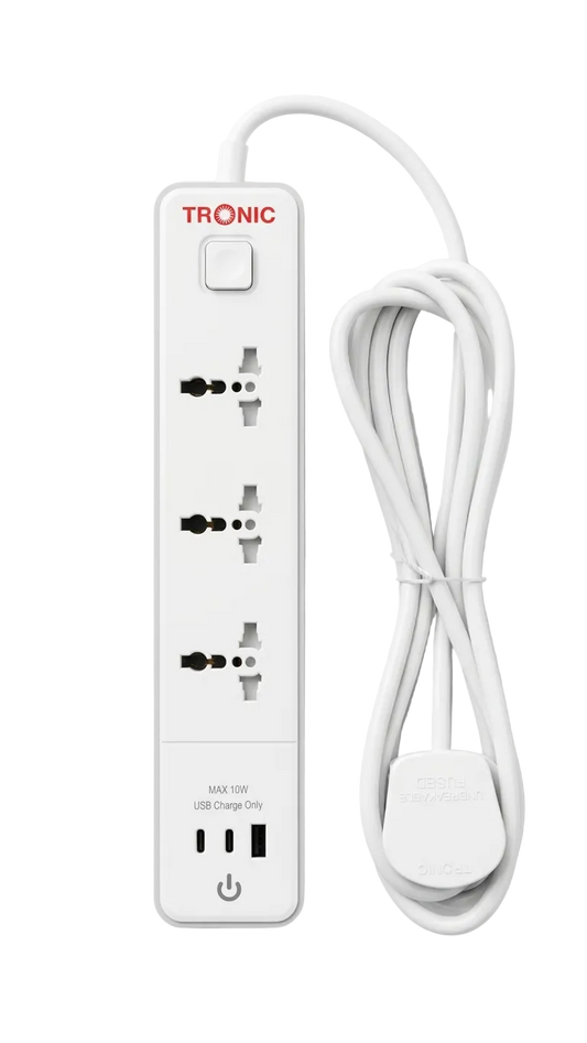 Tronic 3-Way Extension Socket with USB and Type C Charging Port (EC 7673-UBC)