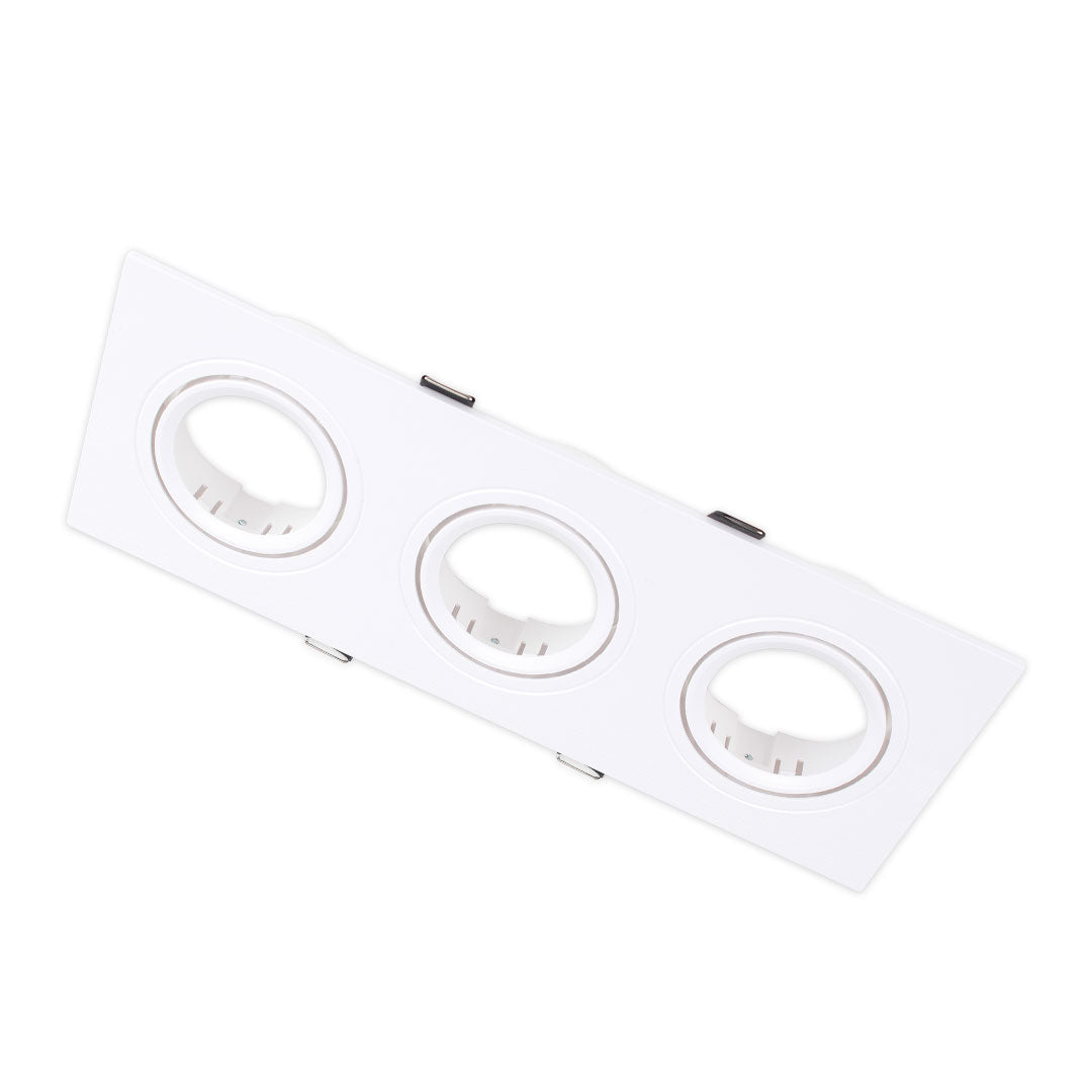 Three Way White Rectangular Recessed Holder (FI DOMI-8024)