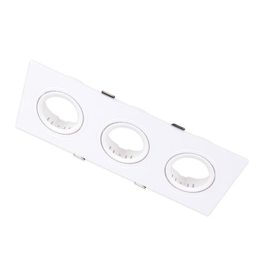 Three Way White Rectangular Recessed Holder (FI DOMI-8024)