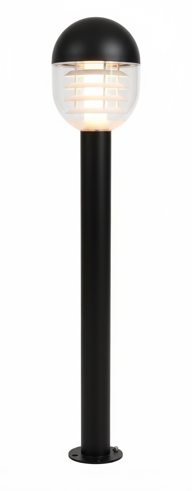 Modern Square-Base Outdoor Bollard Light (LL 7354-10-BK)