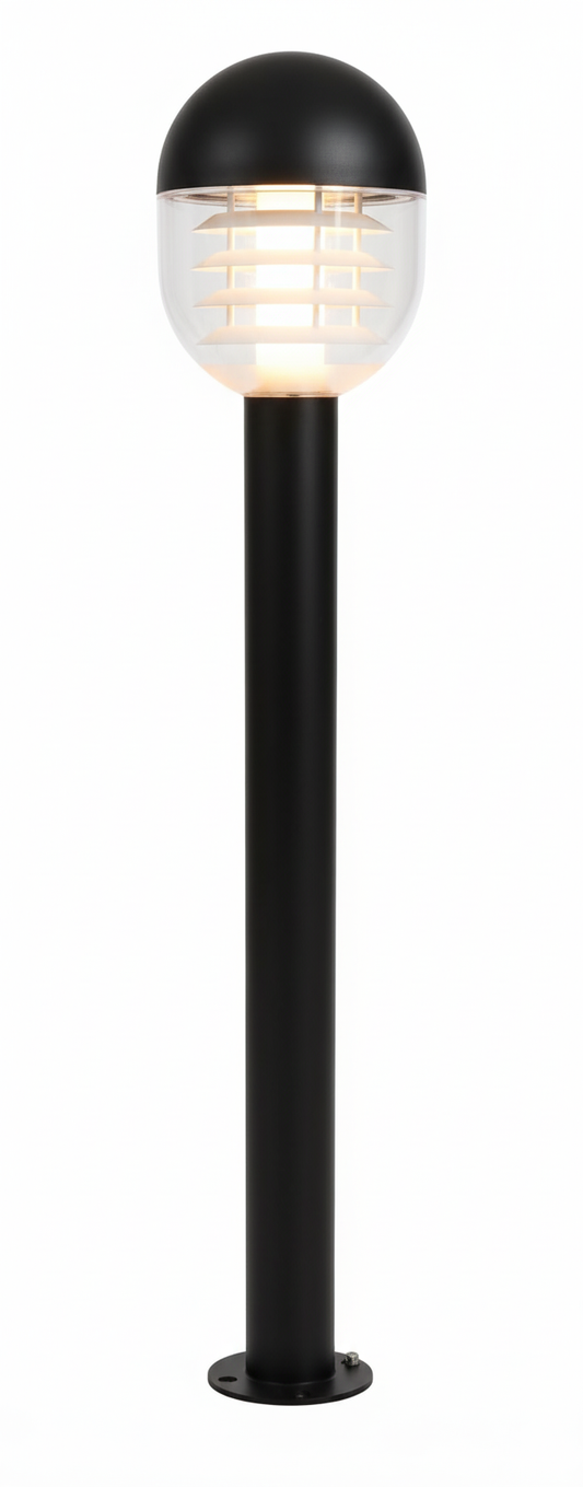 Modern Square-Base Outdoor Bollard Light (LL 7354-10-BK)