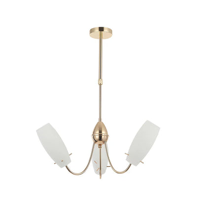 Golden Chandelier Lamp with White Glass Shades (PL 7001-14-03-GD)