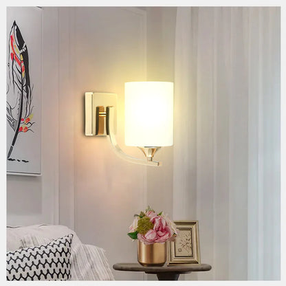 Cylindrical Frosted Glass Shade Wall Lamp (PL 7015-27-01-)