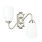 Modern Silver Double Wall Sconce with Frosted Glass Shades (PL 7031-27-2B-)