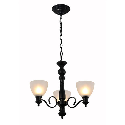 Chandelier featuring frosted glass Light shades and a black (PL 1102-03)