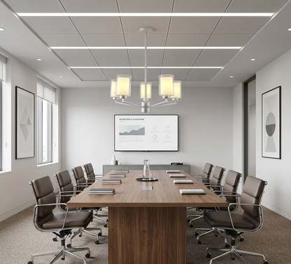 Silver 5-Light Pendant Lamp with Frosted Cylindrical Shades - E27 (PL 1149-05-SI)