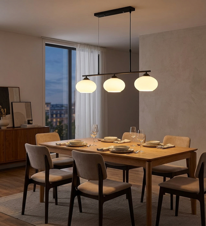 Black & White 3-Light Glass Pendant (PL 1151-03-BK)