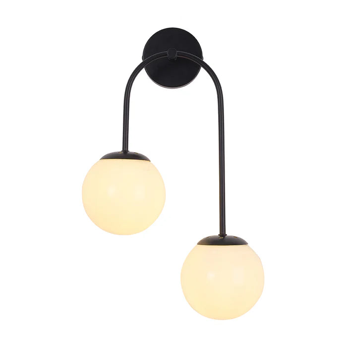 Modern Double-Globe Wall Lamp – Black & White, E27 Holder (PL 1154-02-LT-BK)