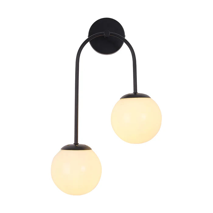 Dual Globe Curve Wall Light – Black Finish (PL 1154-02-RT-BK)