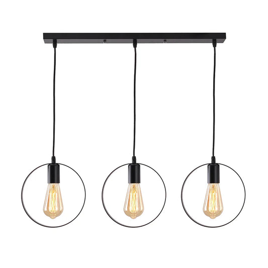 Black Triple Pendant with Exposed Bulb Design (PL 1173-03-BK)