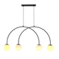 Black Modern Arc Pendant with Four White Shades (PL 1174-04-BK)