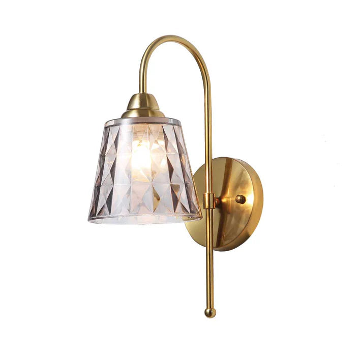 Modern Diamond-Cut Glass Wall Light with Brass Finish (PL 2502-GL-GY)
