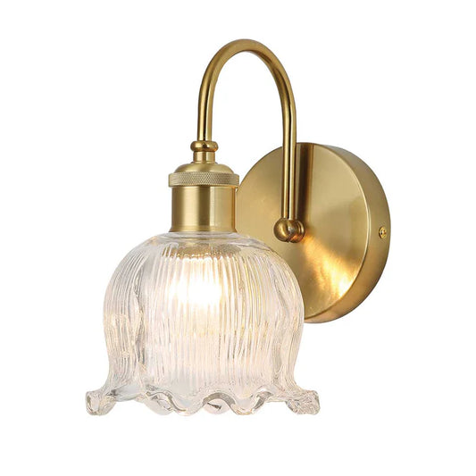 Classic Rippled Clear Glass Wall Light (PL 2511-GL-CL)