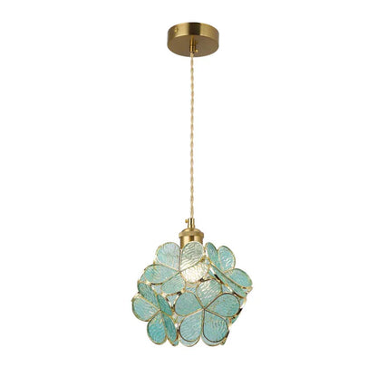 Decorative Floral Glass Pendant Light (PL 2520-GL-BL)
