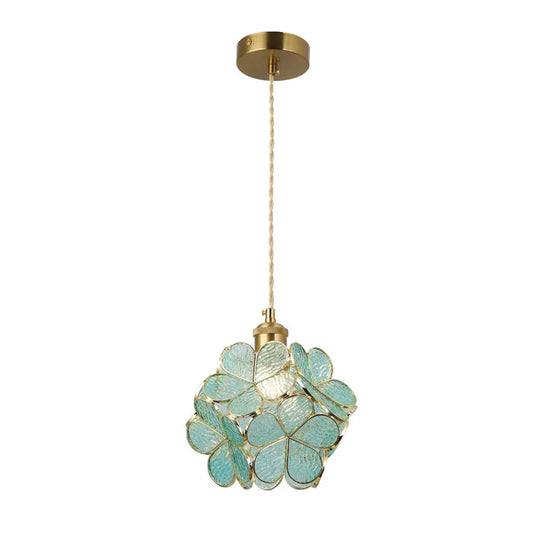 Decorative Floral Glass Pendant Light (PL 2520-GL-BL)