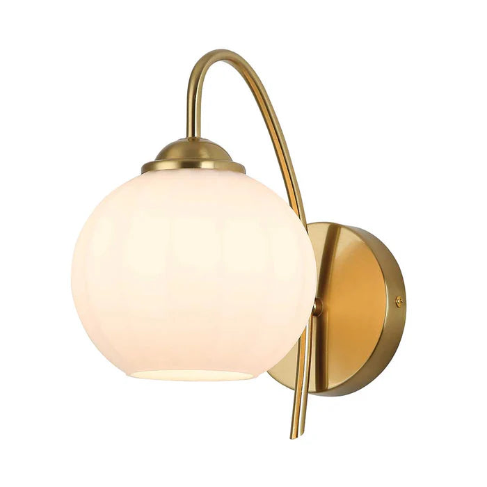 Elegant Curved Globe Wall Lamp (PL 2526-GL-WH)