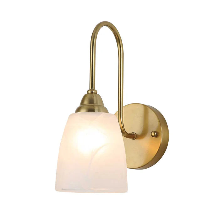 Modern Frosted Glass Wall Light with Brass Arm (PL 2543-GL-WH)
