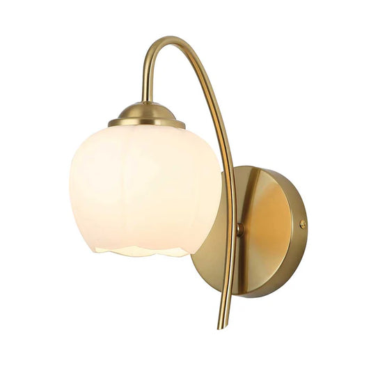 Globe Frosted Glass Wall Light with Gold Arm (PL 2549-GL-WH)