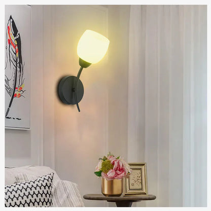 Modern Chrome Wall Lamp Sconce With Frosted Glass Shade (PL 7010-14-01-)