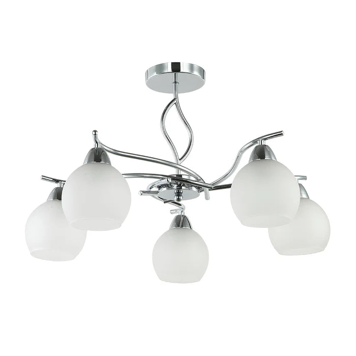 Elegant Silver 5-Light Frosted Glass Pendant (PL 7013-27-05-SI)