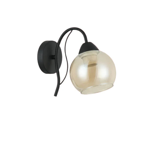 Modern Wall Light With Amber Glass Globe Shade (PL 7026-27-01-)