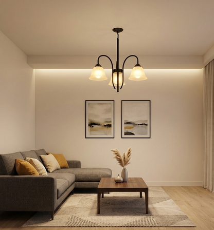 Black/Silver and White 3-Arm Decorative Pendant Lamp (PL 7032-27-03-)