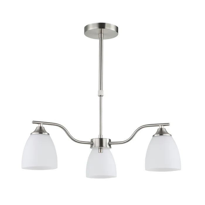Silver & White 3-Light Glass Pendant (PL 7033-27-03-SI)