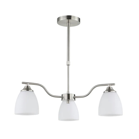 Silver & White 3-Light Glass Pendant (PL 7033-27-03-SI)