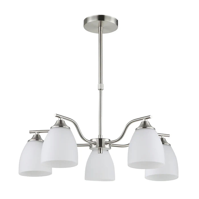 Silver & White 5-Light Glass Pendant (PL 7033-27-05-SI)