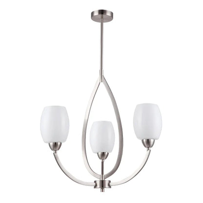 Elegant Silver 3-Light Frosted Glass Pendant (PL 7035-27-03-)