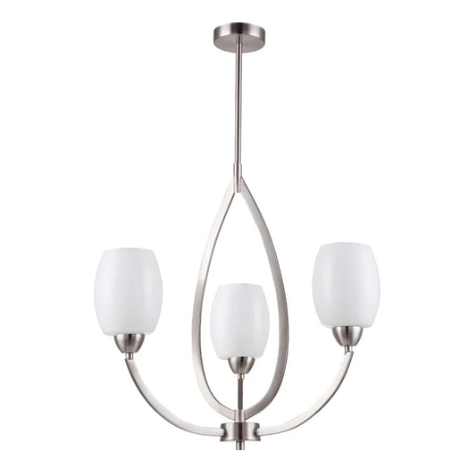 Elegant Silver 3-Light Frosted Glass Pendant (PL 7035-27-03-)